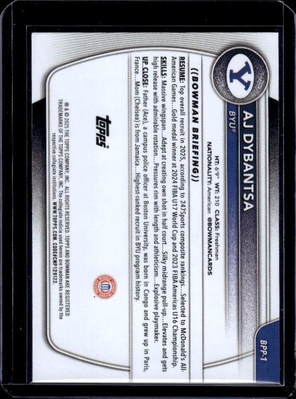 2025-26 Bowman #BPP-1 AJ Dybantsa Prospects