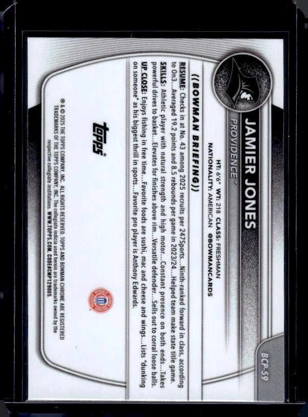 2025-26 Bowman #BCP-59 Jamier Jones Chrome Prospects