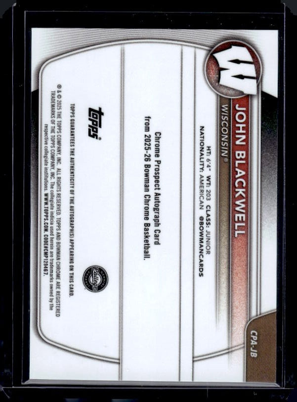 2025-26 Bowman #CPA-JB John Blackwell Chrome Auto Reptilian Green Refractor #/99