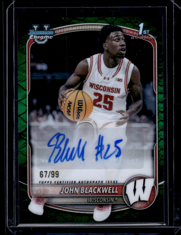 2025-26 Bowman #CPA-JB John Blackwell Chrome Auto Reptilian Green Refractor #/99