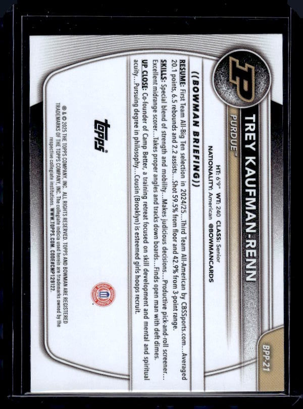 2025-26 Bowman #BPP-21 Trey Kaufman-Renn Prospects Green Border #/99