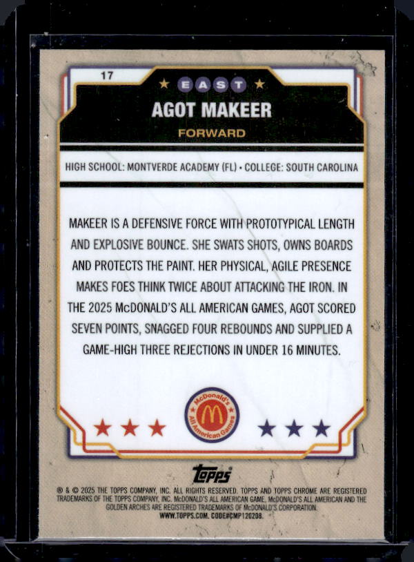 2025 Topps Chrome McDonald's All American #17 Agot Makeer