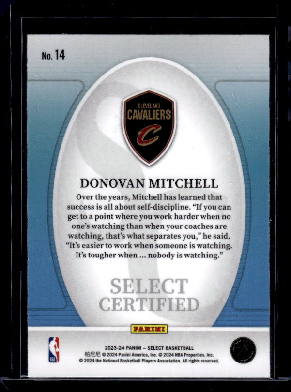 2023-24 Panini Select #14 Donovan Mitchell Select Certified