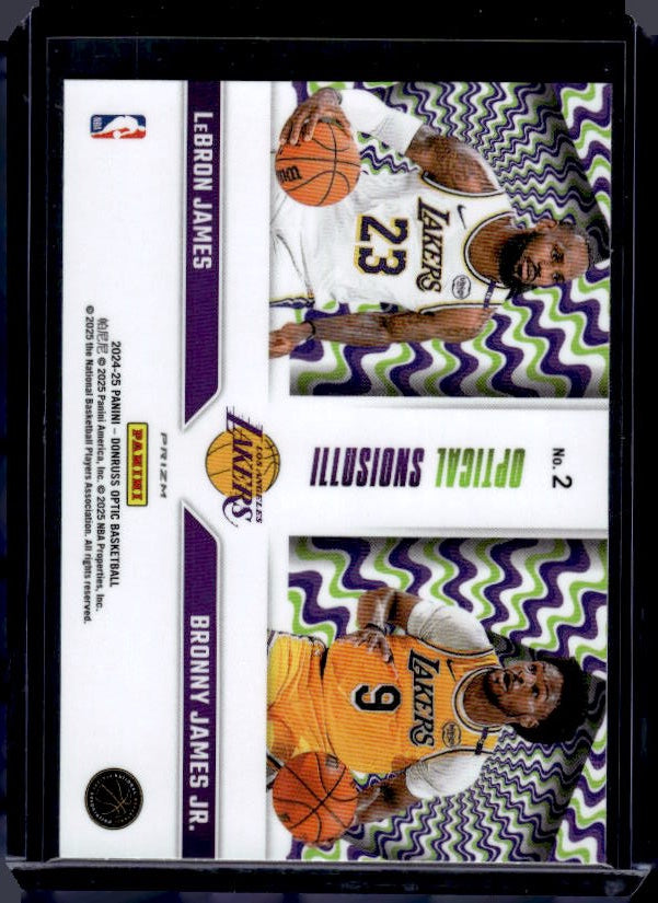 2024-25 Donruss Optic #2 Bronny James Jr./LeBron James Optical Illusions Holo