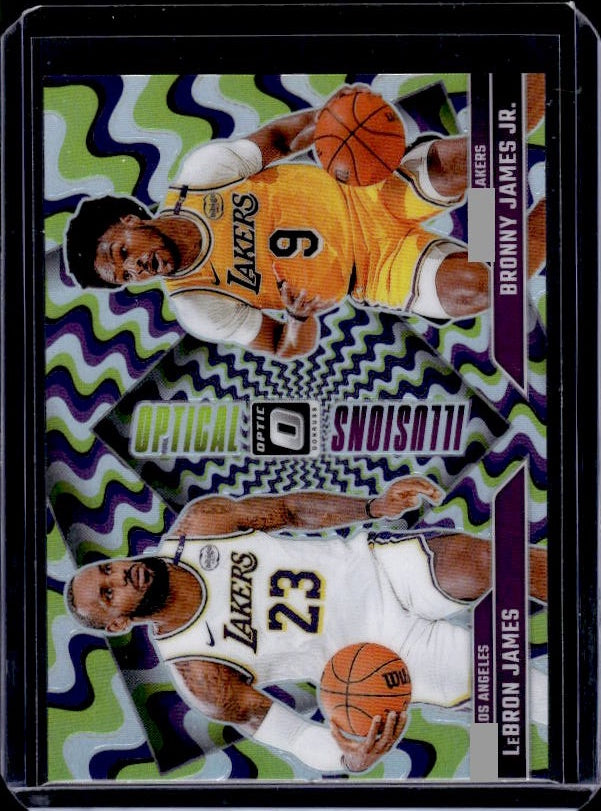 2024-25 Donruss Optic #2 Bronny James Jr./LeBron James Optical Illusions Holo