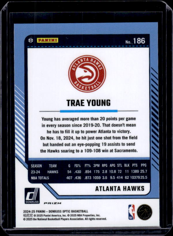 2024-25 Donruss Optic #186 Trae Young Holo