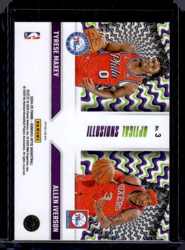 2024-25 Donruss Optic #3 Allen Iverson/Tyrese Maxey Optical Illusions Purple