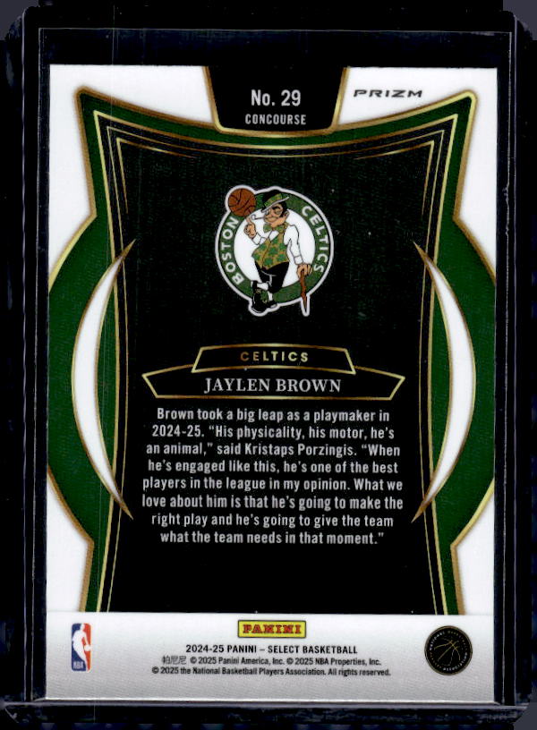 2024-25 Panini Select #29 Jaylen Brown Green White Purple Prizm