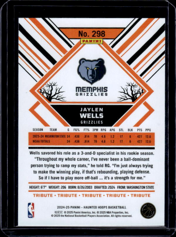 2024-25 Hoops Haunted Hoops #298 Jaylen Wells