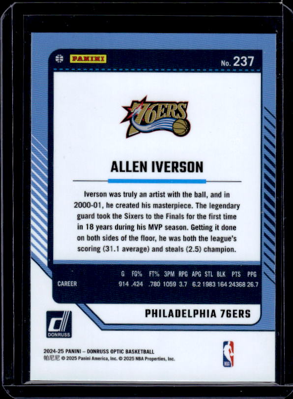 2024-25 Donruss Optic #237 Allen Iverson
