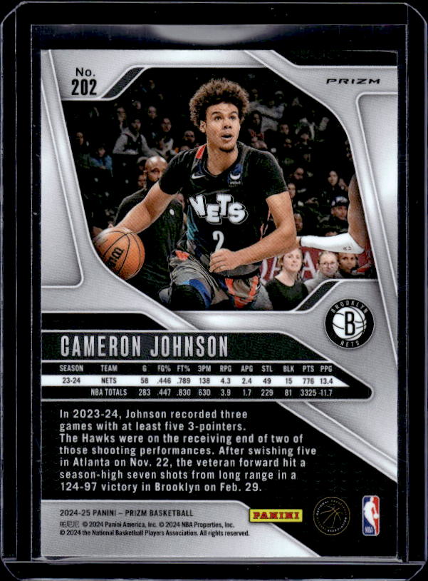 2024-25 Panini Prizm #202 Cameron Johnson Prizms Orange Ice