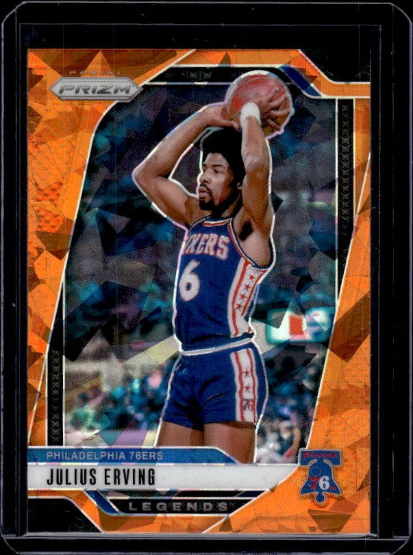 2024-25 Panini Prizm #292 Julius Erving Prizms Orange Ice