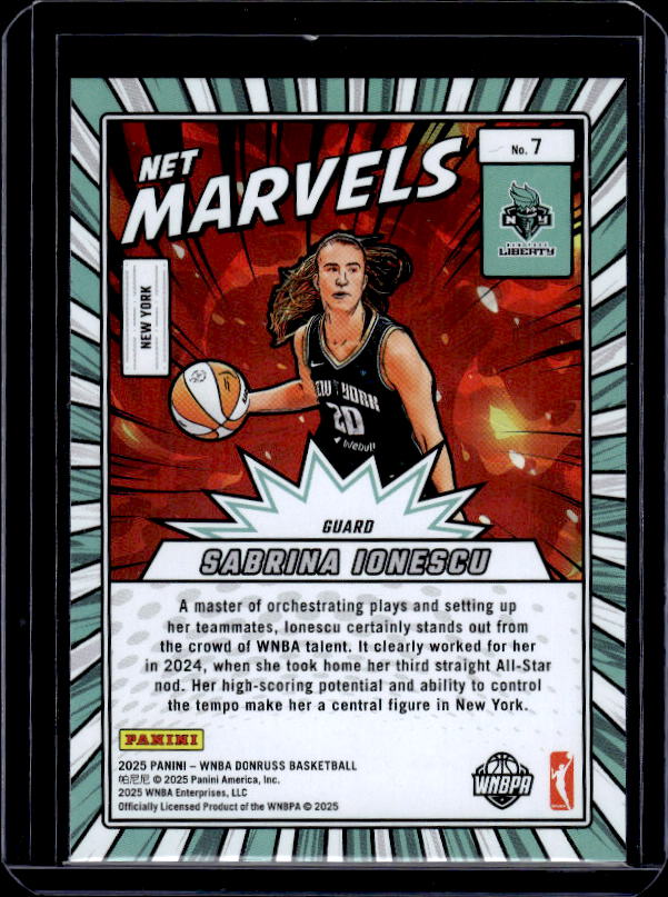 2025 Donruss WNBA #7 Sabrina Ionescu Net Marvels