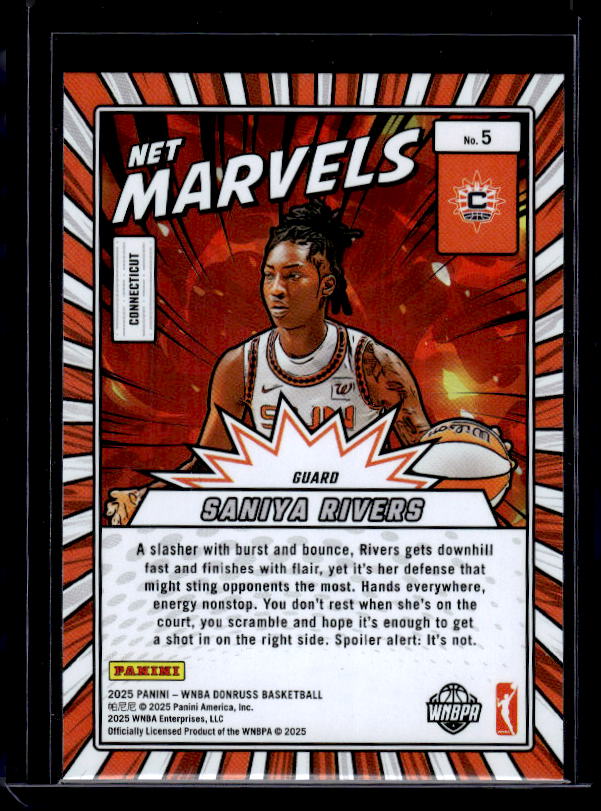 2025 Donruss WNBA #5 Saniya Rivers Net Marvels