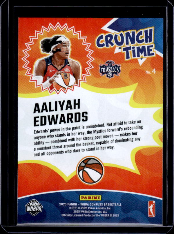 2025 Donruss WNBA #4 Aaliyah Edwards Crunch Time Press Proof