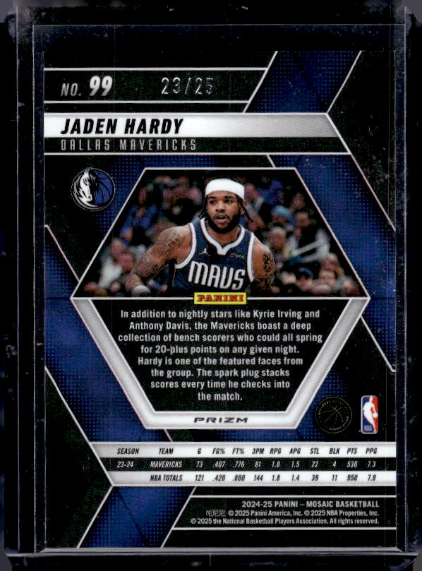 2024-25 Panini Mosaic #99 Jaden Hardy Orange Fluorescent Mosaic #/25