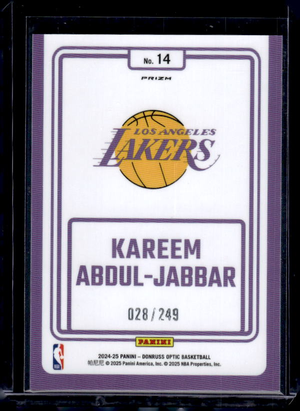 2024-25 Donruss Optic #14 Kareem Abdul-Jabbar Winner Stays Hyper Green #/249