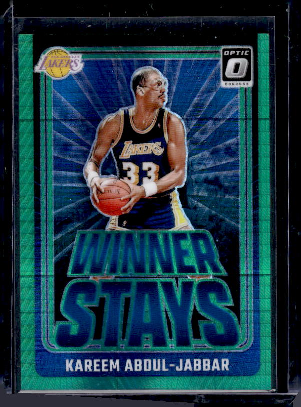 2024-25 Donruss Optic #14 Kareem Abdul-Jabbar Winner Stays Hyper Green #/249