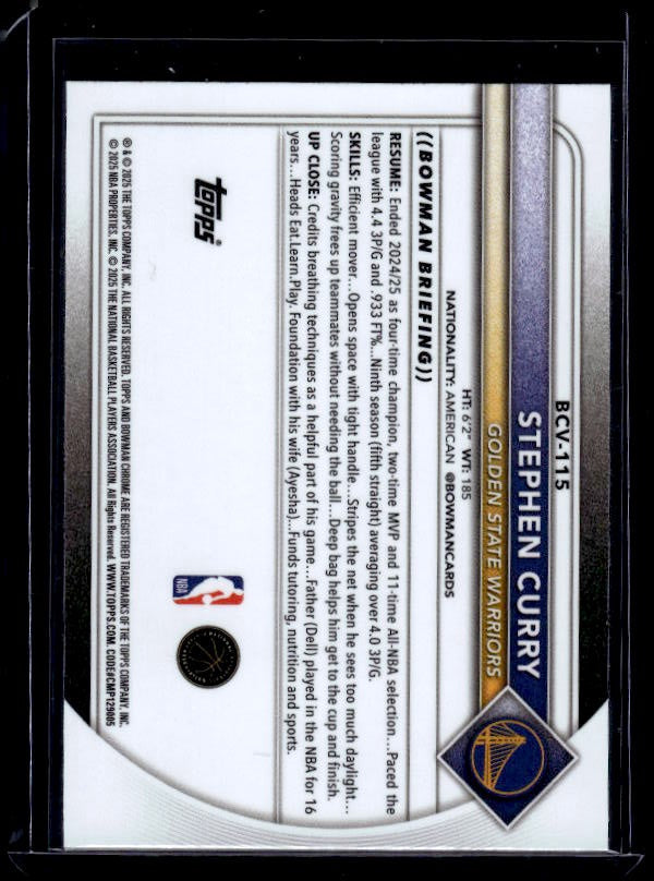 2025-26 Bowman #BCV-115 Stephen Curry Chrome