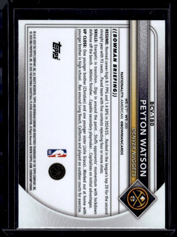 2025-26 Bowman #BCV-180 Peyton Watson Chrome