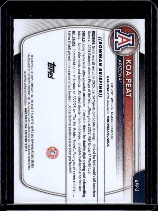 2025-26 Bowman #BPP-3 Koa Peat Prospects