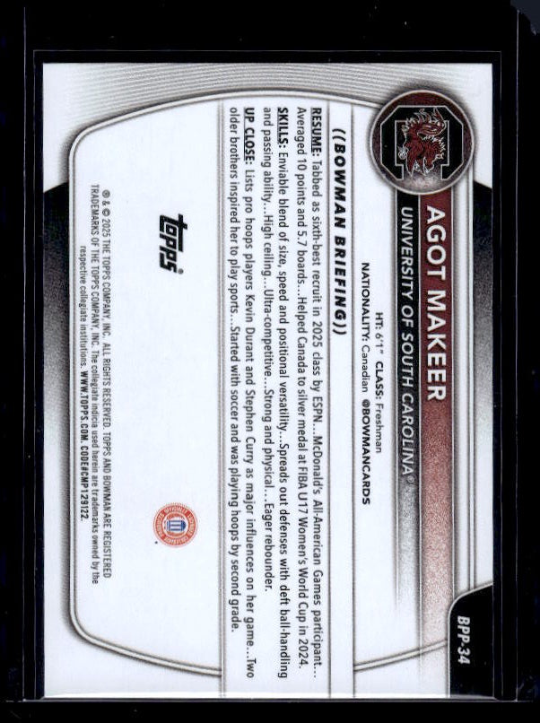 2025-26 Bowman #BPP-34 Agot Makeer Prospects