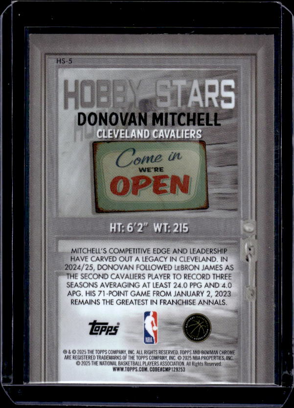 2025-26 Bowman #HS-5 Donovan Mitchell Hobby Stars