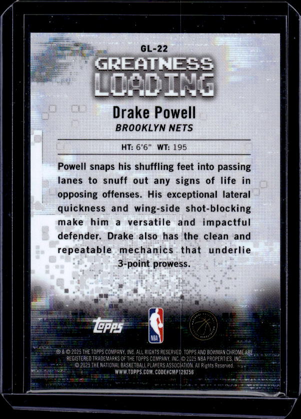 2025-26 Bowman #BCV-22 Drake Powell Chrome Green Refractor #/99