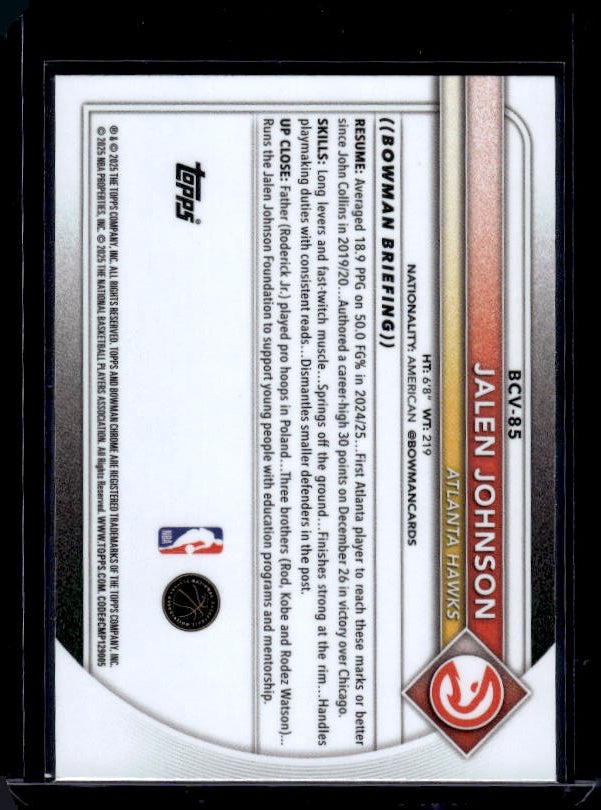 2025-26 Bowman #BCV-85 Jalen Johnson Chrome Reptilian Refractor