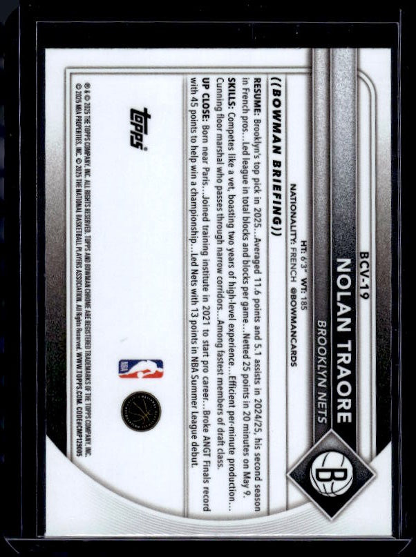 2025-26 Bowman #BCV-19 Nolan Traore Chrome Reptilian Refractor