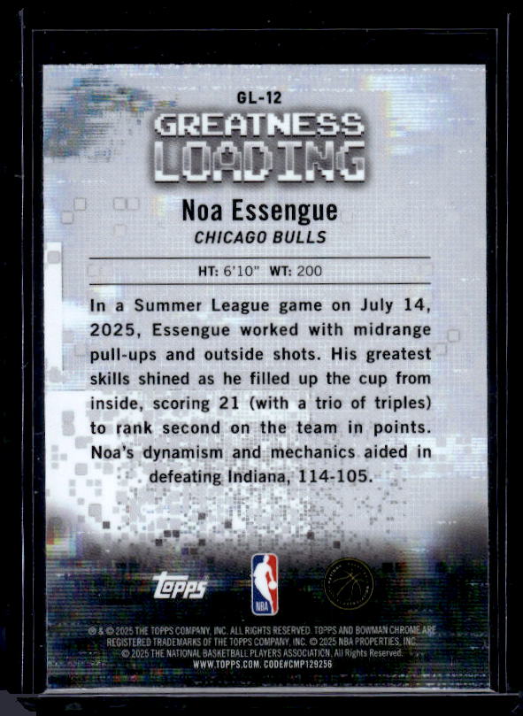 2025-26 Bowman #GL-12 Noa Essengue Greatness Loading