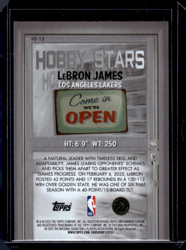 2025-26 Bowman #HS-13 LeBron James Hobby Stars