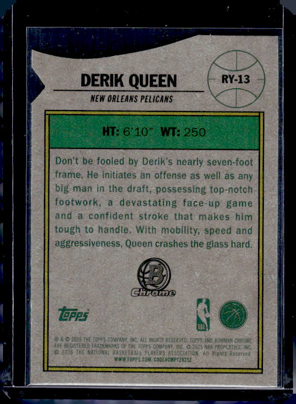 2025-26 Bowman #RY-13 Derik Queen Rookie Of The Year Favorites