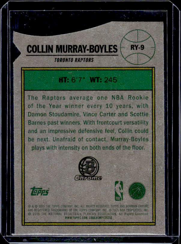2025-26 Bowman #RY-9 Collin Murray-Boyles Rookie Of The Year Favorites