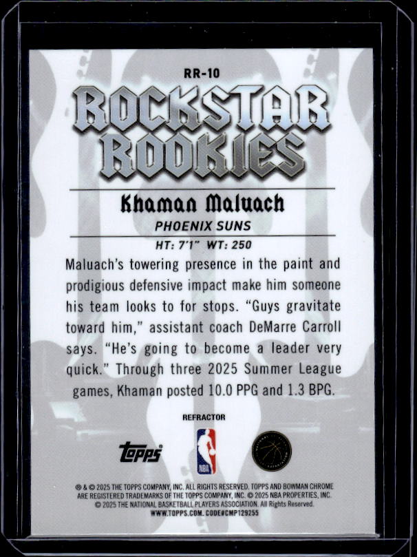 2025-26 Bowman #RR-10 Khaman Maluach Rockstar Rookies Refractor