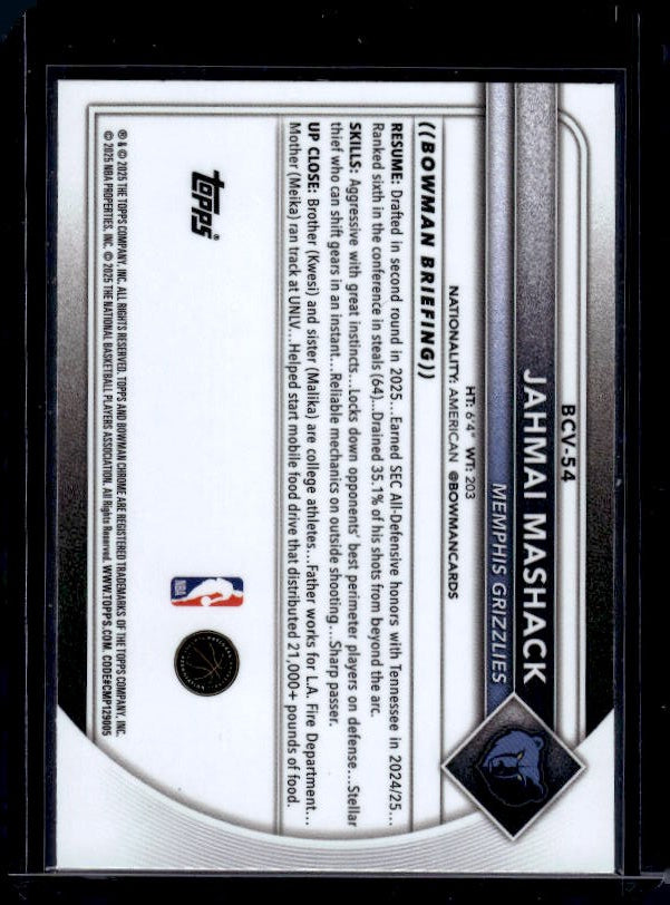 2025-26 Bowman #BCV-54 Jahmai Mashack Chrome