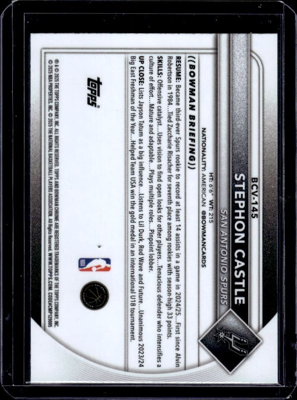 2025-26 Bowman #BCV-145 Stephon Castle Chrome