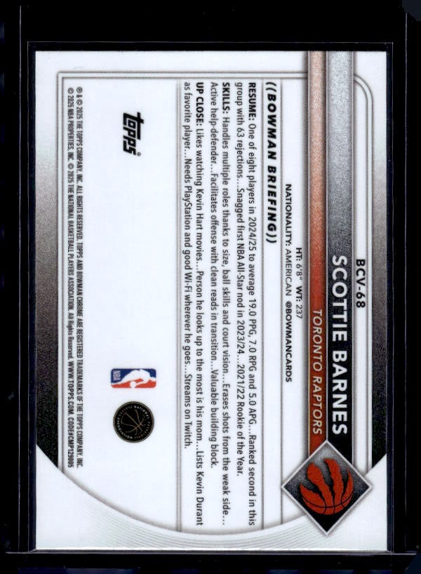 2025-26 Bowman #BCV-68 Scottie Barnes Chrome Reptilian Refractor