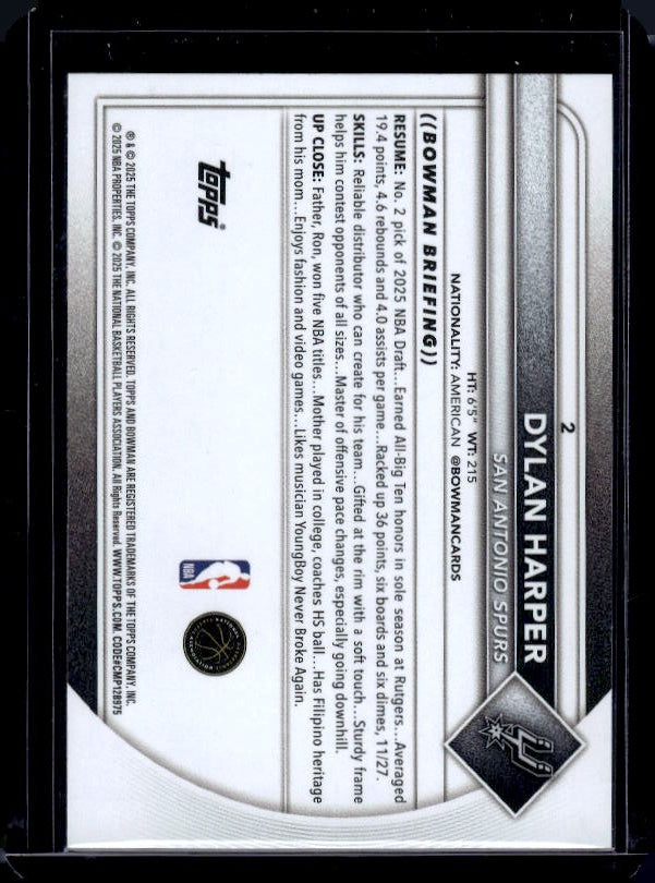 2025-26 Bowman #2 Dylan Harper