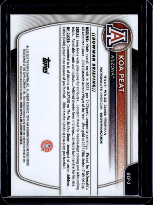 2025-26 Bowman #BCP-3 Koa Peat Chrome Prospects