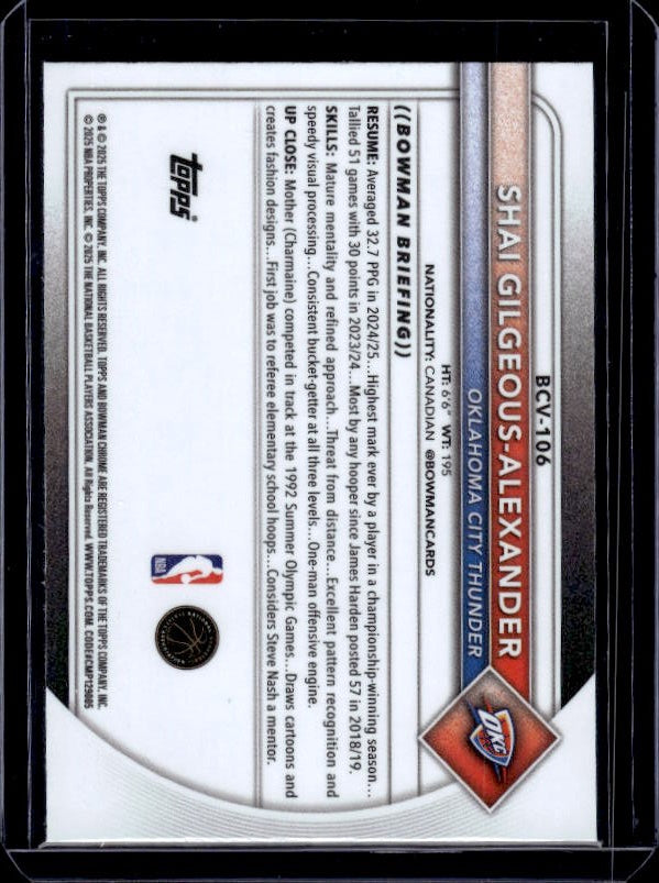 2025-26 Bowman #BCV-106 Shai Gilgeous-Alexander Chrome