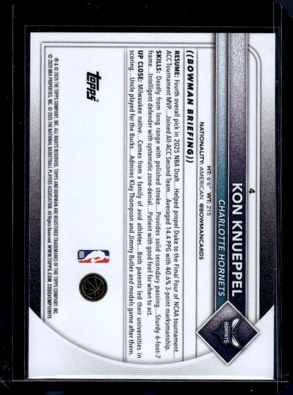 2025-26 Bowman #4 Kon Knueppel
