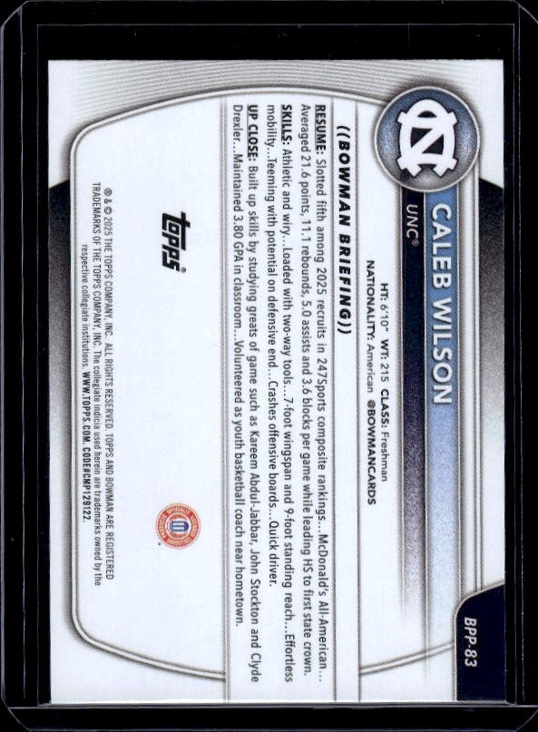 2025-26 Bowman #BPP-83 Caleb Wilson Prospects