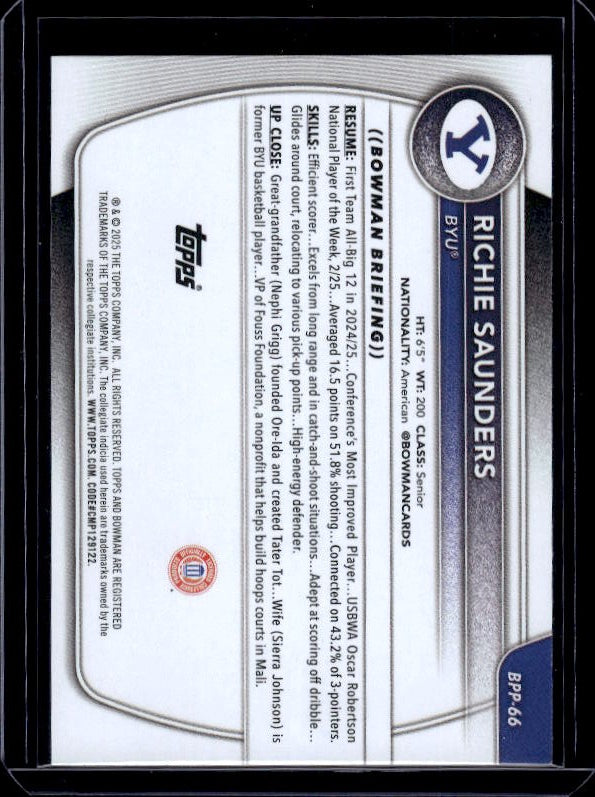 2025-26 Bowman #BPP-66 Richie Saunders Prospects