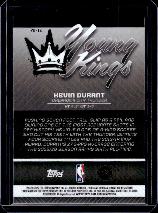 2025-26 Bowman #YK-14 Kevin Durant Young Kings