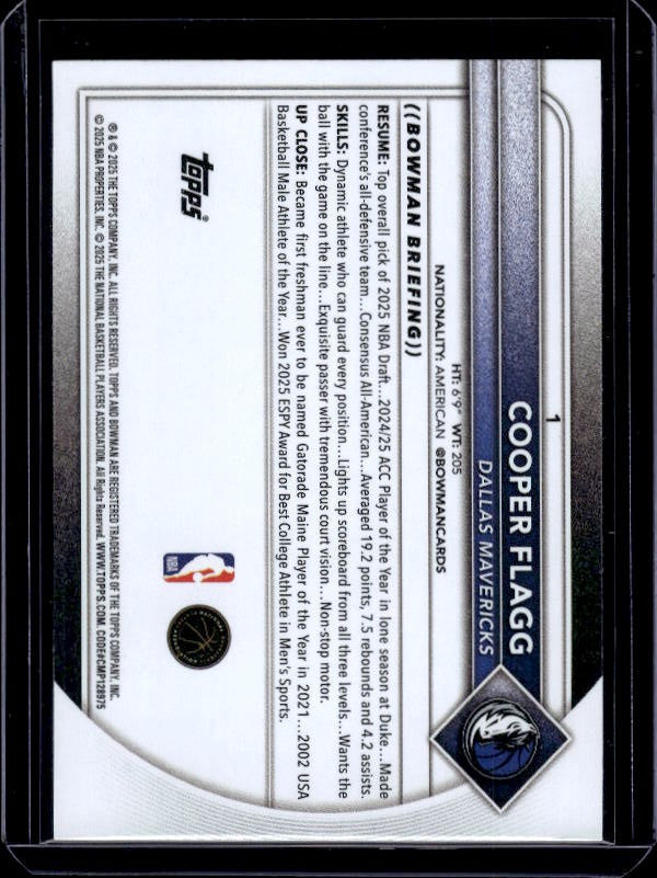 2025-26 Bowman #1 Cooper Flagg
