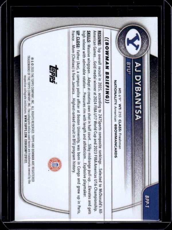 2025-26 Bowman #BPP-1 AJ Dybantsa Prospects