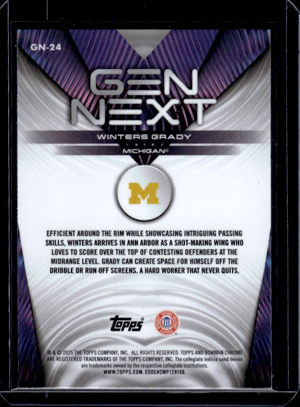 2025-26 Bowman #GN-24 Winters Grady Gen Next