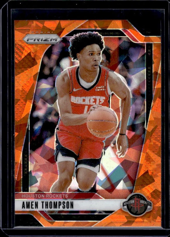 2024-25 Panini Prizm #118 Amen Thompson Prizms Orange Ice