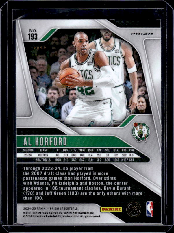 2024-25 Panini Prizm #193 Al Horford Prizms Orange Ice